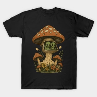 Alien Mushroom Ufo Fantasy Art T-Shirt